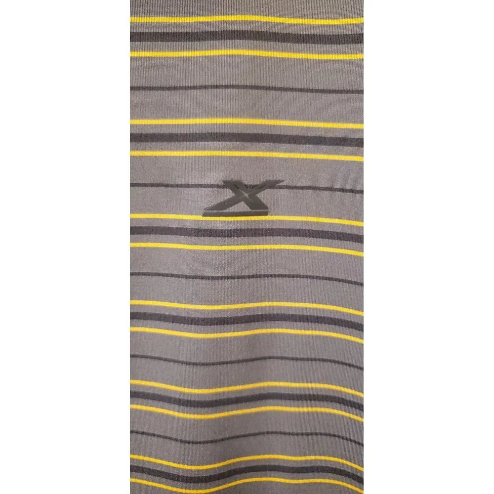 Gander‎ Mountain GSX Polo Shirt Mens 2XL Grey Black Striped Collared Polyester